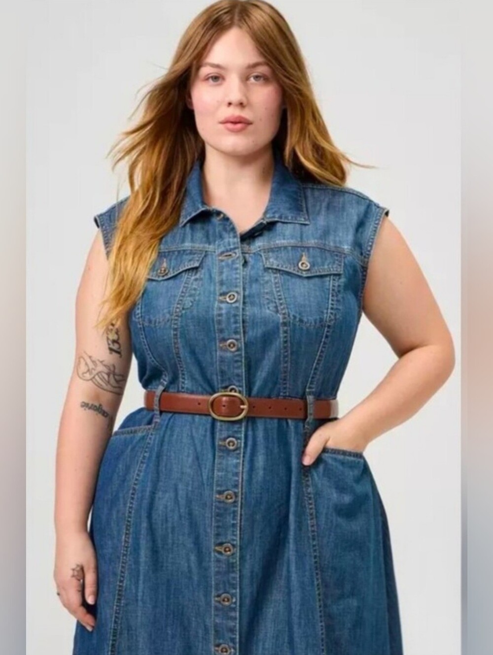 Torrid Sleeveless Trucker Blue Denim Button-Front Maxi Dress  Size Large NWOT - Picture 10 of 11